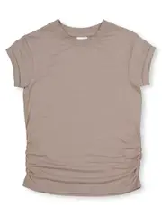 Girls Ruched Tee 10 BROWN AS SWATCH (SOLID)