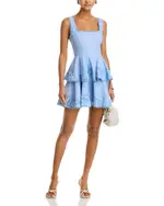 Aqua Pearl Floral Applique Mini Dress - Exclusive