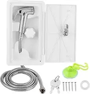 Brilluxa Exterior Shower Box Hot Cold Switch with 2 Keys Kit for Marine Boat Motorhome Caravan, Outdoor RV Shower Box Kit with Shower Head, Metal Hose