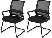 Giantex 2 Pack Office Guest Chair, Conference Reception Chair w/Lumbar Support & Sled Base, Ergonomic Mid-Back Mesh Chair w/Upholstered Seat, Executive Chair for Reception Conference Waiting Room