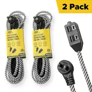 CRST Braided 12 ft Extension Cord with 3-Outlet Flat Plug Extension Power Cord