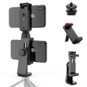 Universal Dual Cell Phone Tripod Mount Adapter Premium Smartphone Clamp, Comp...