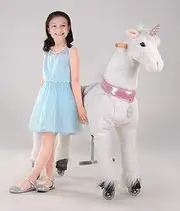 UFREE Large Mechanical Rocking Horse Toy, Ride on Bounce up and Down and Move, 44'' for Children 6 to Adult (Unicorn, Pink Horn) …