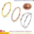 3PCS Surgical Steel Hinged Piercing Rings Sleeper Clicker Ear Nose Lip Jewellery