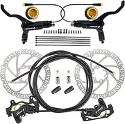 CooMeng Zoom H876E 2-PIN/3-PIN 4-Pistons E-Bike Electric Power-Off Hydraulic Brake Set with 180mm Rotors, Pre-Bled Hydraulic Disc Brake Caliper Lever for eBike (Included Mounting Adapter)