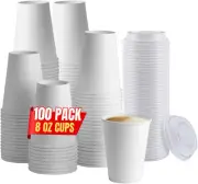 8 oz Coffee Cups With Lids Disposable Paper Coffee Hot Cups (100, Count)