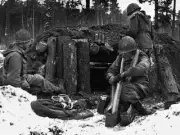 WWII Photo US Soldiers in Bunker Battle of the Bulge World War Two WW2 1895