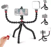 T91 Flexible Tripod with Two Magic Arms, Travel Mini Tripod for Vlogging with Sh