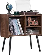 VEVOR Record Player Stand, Turntable Stand Holds Up to 100 Albums, Vintage Vinyl Record Cabinet with Removable Shelves, Record Player Table with Adjustable Height for Living Room, Bedroom, Brown