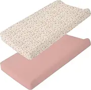 2Pcs Cotton Crib Mattress Sheets - Elastic Wrap, Sweat-Absorbent & Non-Slip Cot Covers, Soft Baby Bedding Set (B)