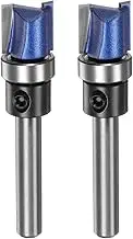 HARFINGTON 2pcs Pattern Flush Trim Router Bit 1/4" Shank 15/32" Cutting Length 1/2" Cutting Dia with Top Bearings Straight Precise Cutting Woodworking Milling Cutter Tool for Trimming