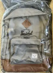 Herschel Heritage Backpack in Grey Tan Synthetic Leather New