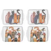 4PK Ashdene Quirky Cats 21cm Matte Melamine Scatter Tray