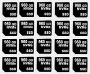 20PCS Capacity Sticker Label for Hard Drive Tray Caddy DXD9H 0DXD9H X7K8W 0X7K8W, Compatible with Dell PowerEdge 16th-14th Gen r740 r640 r440 r340 r750 r650 r550 r760 r660 r6625, 960GB, NVME, SSD