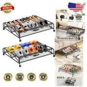 2 Pack Wheeled Under Bed Shoe Organizer - Space Saving Storage Containers