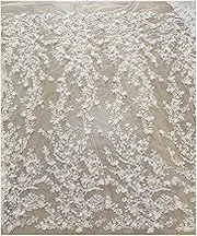 Fabric White Three-Dimensional Flower Nail Bead Lace Lace Fabric Embroidery Garment Fabric(1 Group of Flowers)