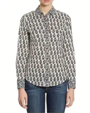 NWT Authentic TORY BURCH Brigitte Cotton Blouse in Ivory Guru Sz 14 $198