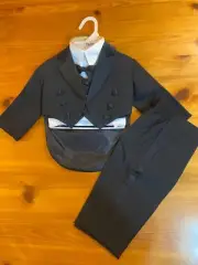 12 Months Baby Boys Tuxedo Suit Set Suit Pants Vest Shirt Bow Tie Wedding Party