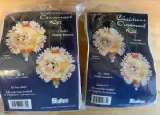 2 Sulyn Sequin Bead Christmas Ornament Craft Kits Gold White Golden Snowflake