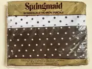 Vintage Springmaid CHARMED CIRCLE Brown Polka Dots TWIN FLAT SHEET Wondercale