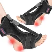 Plantar Fasciitis Night Splint Foot Drop Orthotic Brace, Adjustable Elastic Dorsal Night Splint for Plantar Fasciitis, Heel, Ankle, Arch Foot Pain, Achilles Tendonitis with Hard Spiky Massage Ball