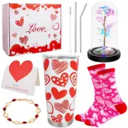 CAKKA Valentines Day Gifts for Her 8 PCS Romantic Gift Set Includes 20 oz Tum...