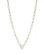 Moon & Meadow 14K Yellow Gold Paperclip Chain Heart Pendant Necklace, 18