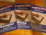3 Packs Mona Lisa Graphite Paper Transferring 9X12. 1 Black 1 White And Sampler