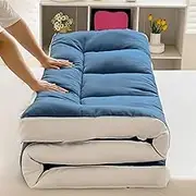 Folding Mat Portable Japanese Futon Mattress Foldable Sofa Bed Floor Chair for Travel Camping Guest Dormitory ZSMFCD(Blue,79x87in/200x220cm)