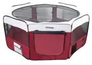55" Portable Puppy Pet Dog Soft Tent Playpen Folding Crate Pen New - Burgundy