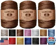 Lukche 3 Skein 1.5mm (3x153 Yards) Premium Polyester Macrame Cord Sparkle, Co