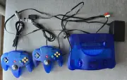 Translucent Blue NTSC N64 Nintendo 64. New shell, controllers, power supply.