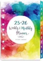 2025-2026 Planner Refills From July 2025 - June 2026, 5.5 x 8.5 Inch, 7 Holes, Weekly & Monthly