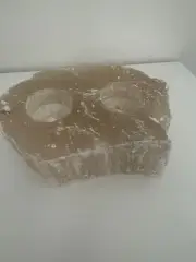 Peach Selenite Double Tea Light Candle Holder