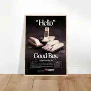 Vintage Uniden Phone Ad Framed Poster - Retro 80s Technology Wall Art