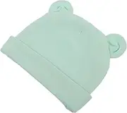 [Beavorty] Soft Cotton Hats with Bear Ears for Months Unisex Beanie Caps Light Green Winter Hat for Boys for Hospital and Daily Use