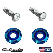 2 TITANIUM BURNT LICENSE PLATE ANTI THEFT SECURITY BOLTS WASHERS SCREWS SILVER (for: Honda Civic)