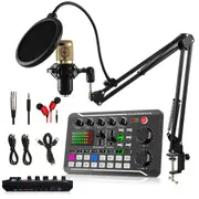 Podcast Microphone Bundle BM-800 Condenser Mic with F998 Live Sound Card Kit