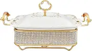 Ceramics Chafing Dish Buffet Set, Full Size Chafer and Buffet Warmer Set with Diamond Decoration, Suitable for Buffet Catering Kitchen Party