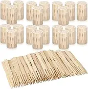 Dandat 20 Packs Mini Bamboo Forks 3.5 Inch Appetizer Forks Cocktail Forks 2200 Pcs Disposable Appetizer Food Picks Toothpick for Appetizer with Double Prong for Banquet Party Fruit Dessert Supplies
