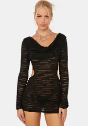 Fated To Be Yours Distressed Dress-Black