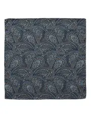 [Dom Bagnato] Soft Paisley Cotton Pocket Square in Blue