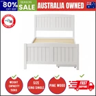 Wooden Bed Frame King Single Size Base with Trundle Storage Drawers White