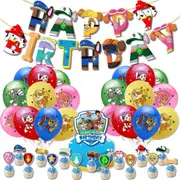 New Paw Patrol Party Supplies Balloons Cake Topper Banner Birthday Decorations