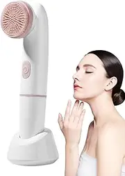 Portable Facial Cleansing Brush, Electric Facial Scrubber Vibration Brush, Face Massager Skin Care Tool, Ultrasonic Rechargeabl, AA Battery Operated, 16x3cm