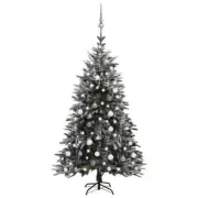 NNEVL Artificial Christmas Tree LED&Ball Set&Flocked Snow 150 cm PVC&PE