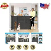 42-Inch Extra Tall Retractable Dog Gate - Stylish & Secure Indoor/Outdoor Use