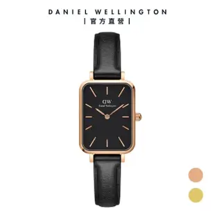 【Daniel Wellington】DW 手錶 Quadro Sheffield 20x26mm經典黑真皮皮革小方錶(兩色 DW00100435)