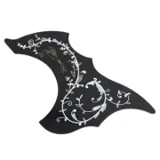 Right Handed Thin Acoustic Guitar Pickguard Self-adhesive Black w/White Pattern
