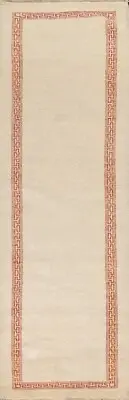 IVORY Bordered Gabbeh Kashkoli Runner Rug Oriental Hand-knotted 2' 8" x 9' 11"